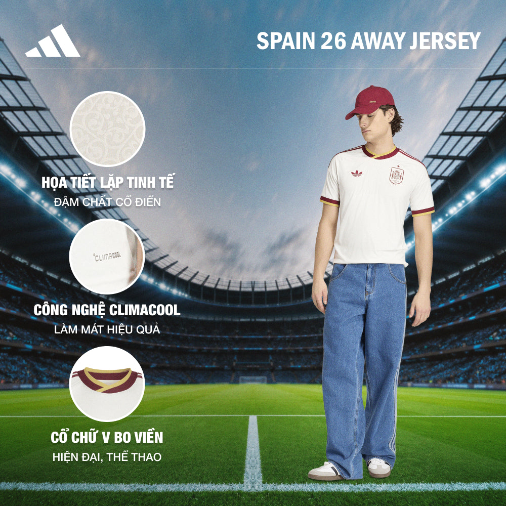 Áo Đá Bóng Sân Khách Nam Adidas Spain 26 Replica - Trắng - Supersports Vietnam