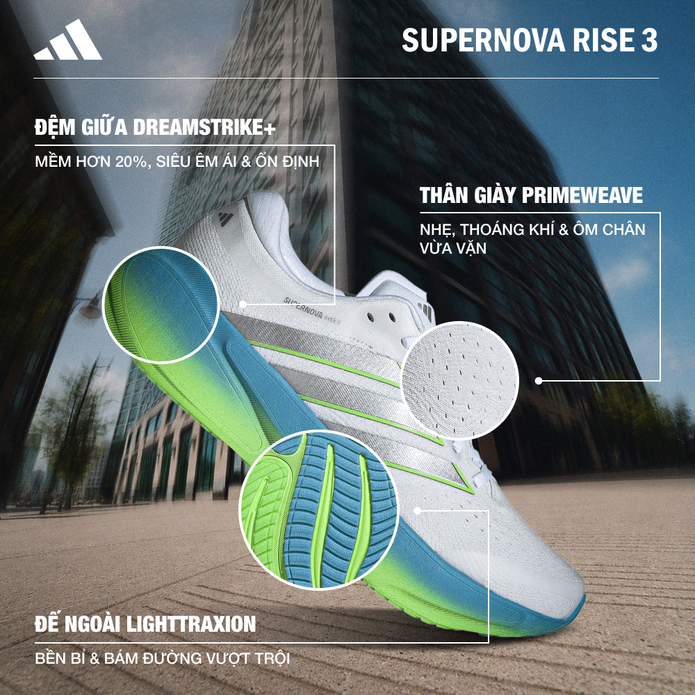 Giày Chạy Bộ Nam Adidas Supernova Rise 3 - Trắng - Supersports Vietnam
