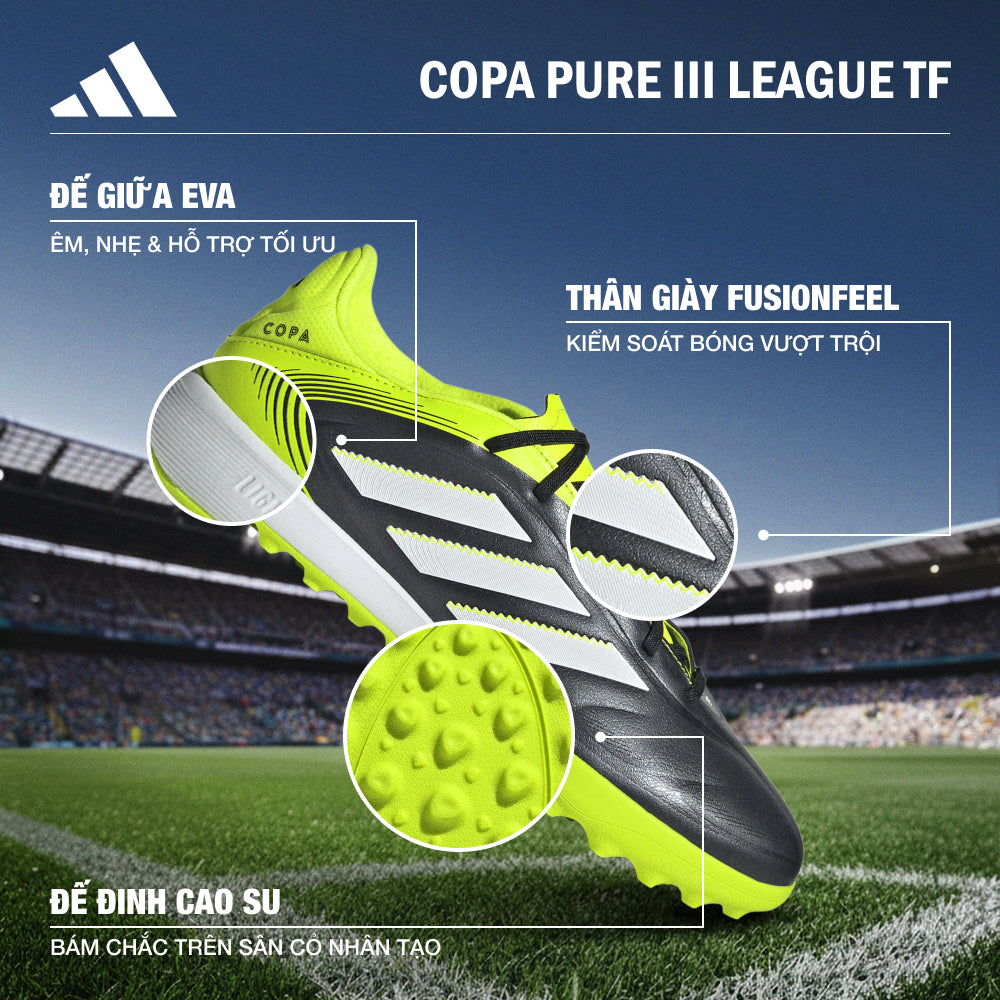 Giày Đá Bóng Sân Cỏ Nhân Tạo Nam Adidas Copa Pure Iii League - Đen - Supersports Vietnam