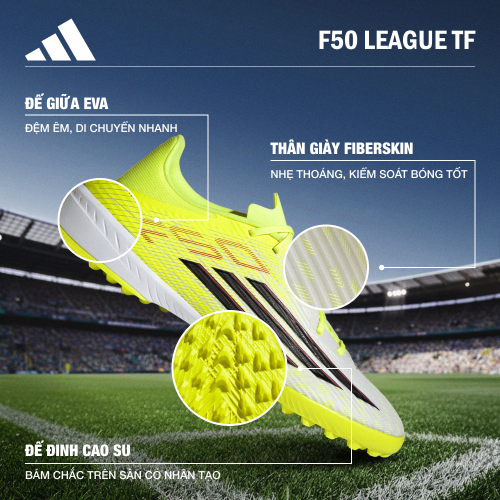 Giày Đá Bóng Sân Cỏ Nhân Tạo Trẻ Em Adidas F50 League Turf - Vàng - Supersports Vietnam