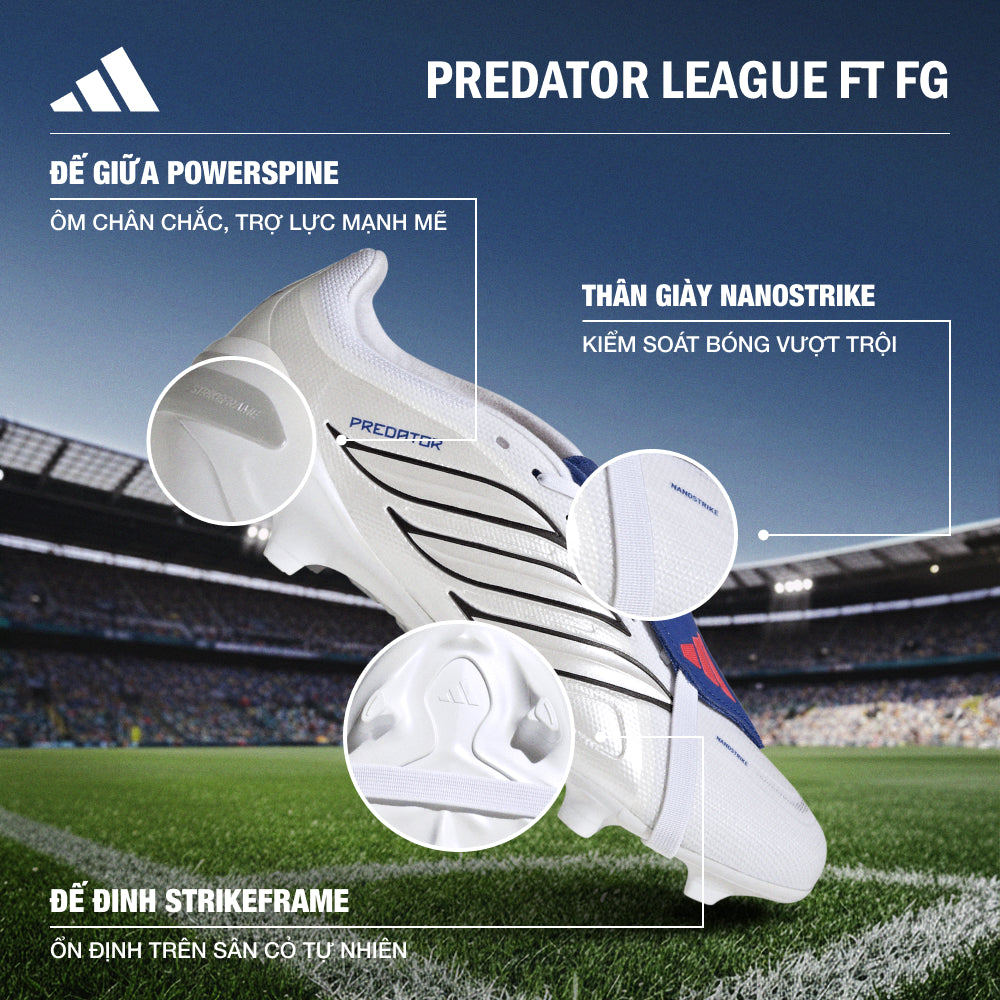 Giày Đá Bóng Sân Cỏ Tự Nhiên Nam Adidas Predator League Fold-Over Tongue Fg - Trắng - Supersports Vietnam
