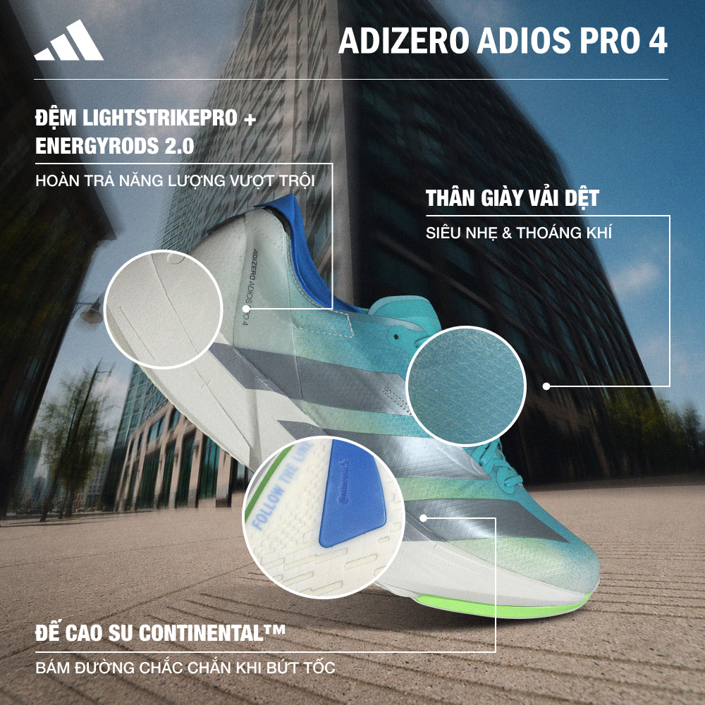 Giày Chạy Bộ Nam Adidas Adizero Adios Pro 4 - Xanh Dương - Supersports Vietnam