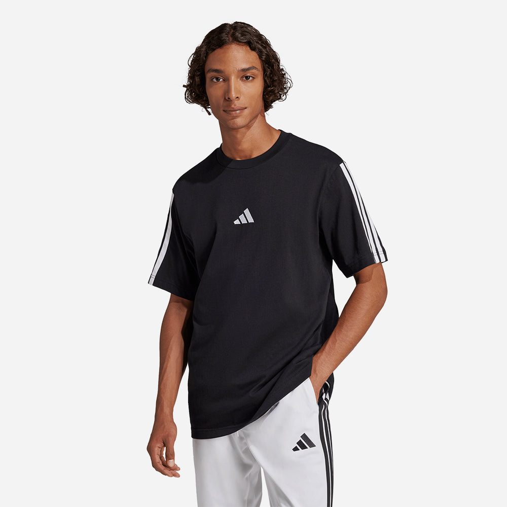 Áo Thun Nam Adidas Essentials 3-Stripes Single Jersey - Đen - Supersports Vietnam
