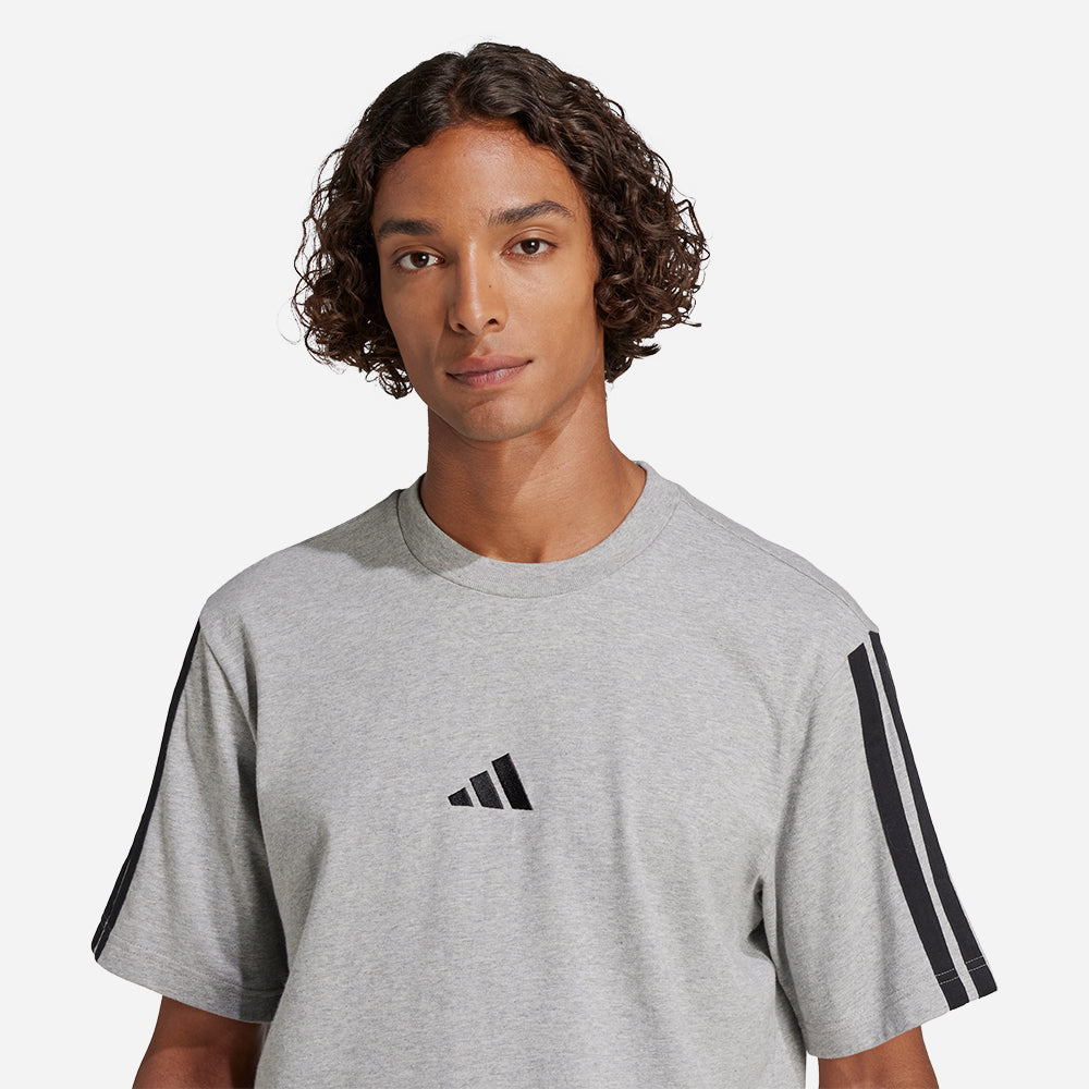 Áo Thun Nam Adidas Essentials 3-Stripes Single Jersey - Xám - Supersports Vietnam