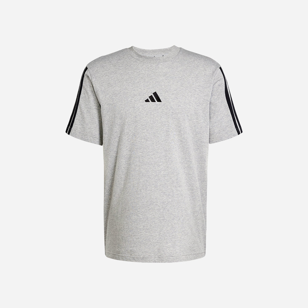 Áo Thun Nam Adidas Essentials 3-Stripes Single Jersey - Xám - Supersports Vietnam