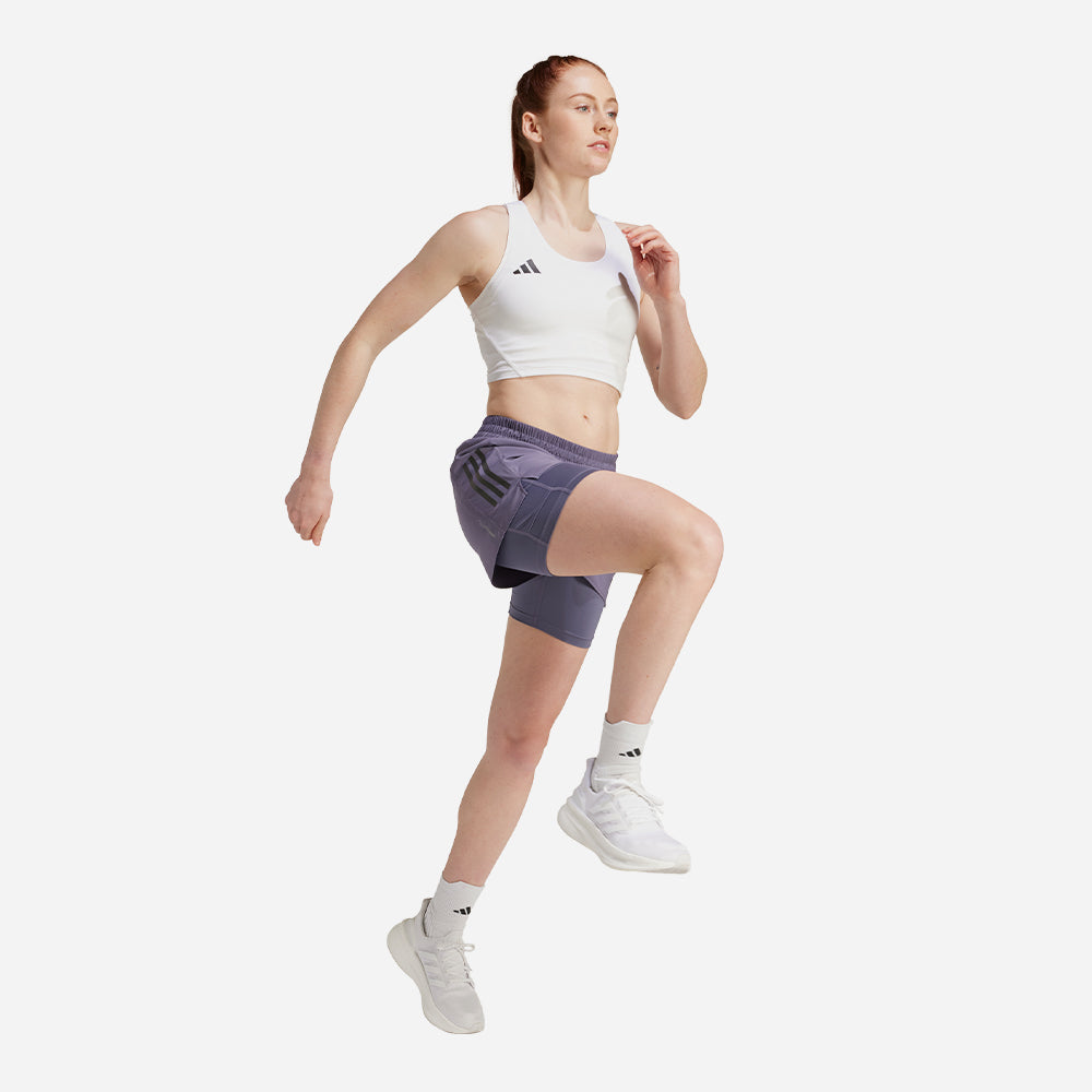 Quần Ngắn Thể Thao Nữ Adidas Own The Run Climacool 2-In-1 - Tím - Supersports Vietnam