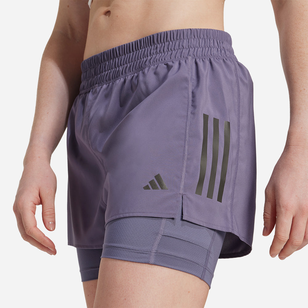 Quần Ngắn Thể Thao Nữ Adidas Own The Run Climacool 2-In-1 - Tím - Supersports Vietnam