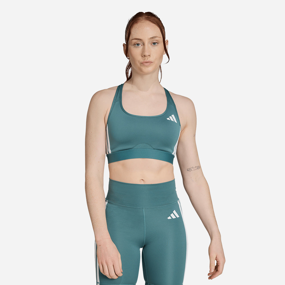 Áo Bra Thể Thao Nữ Adidas Powerreact Train Medium-Support 3-Stripes - Xanh Lá - Supersports Vietnam