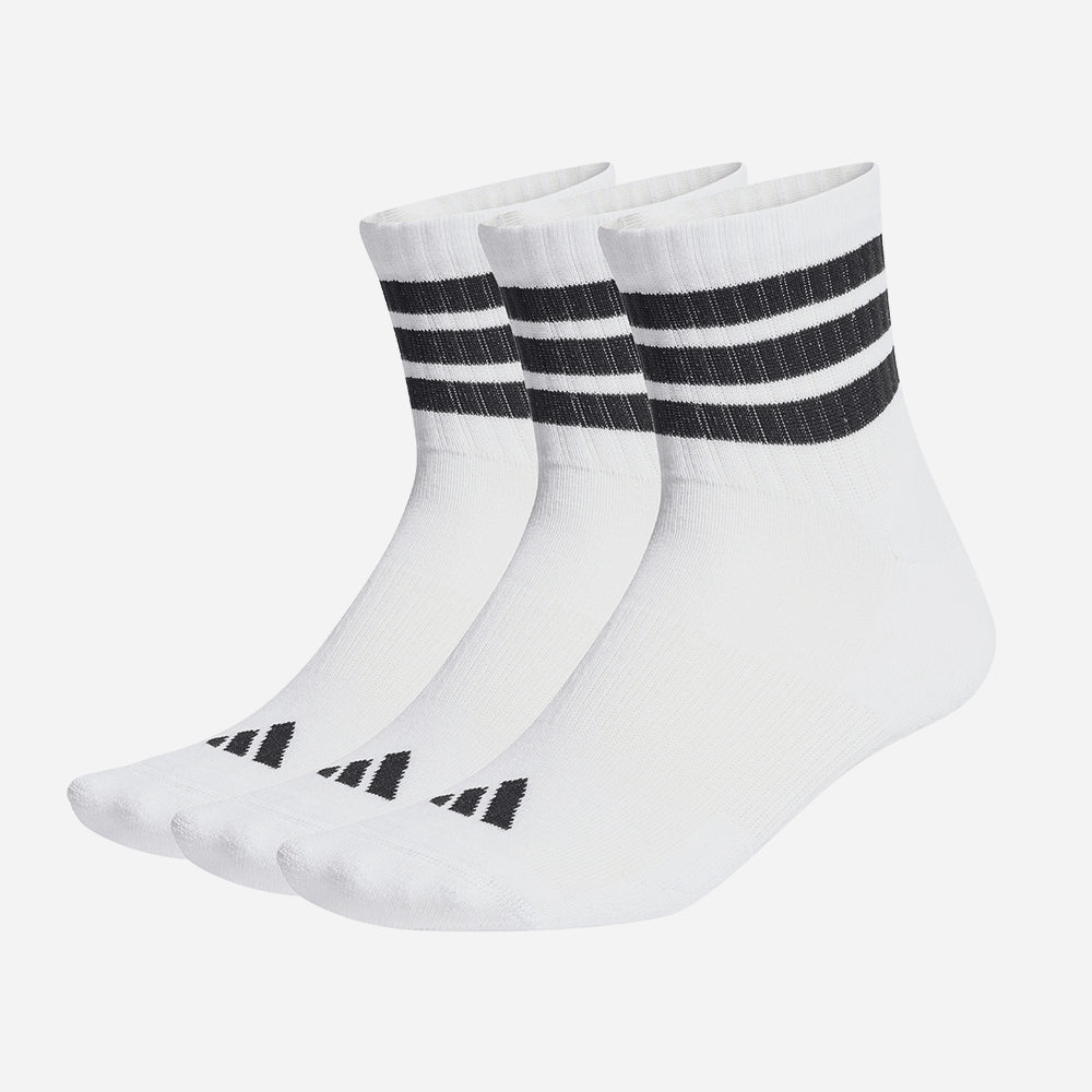 Vớ Thể Thao Adidas 3 Stripes Cushioned Sportswear Mid Cut 3 Pair Pack - Trắng - Supersports Vietnam