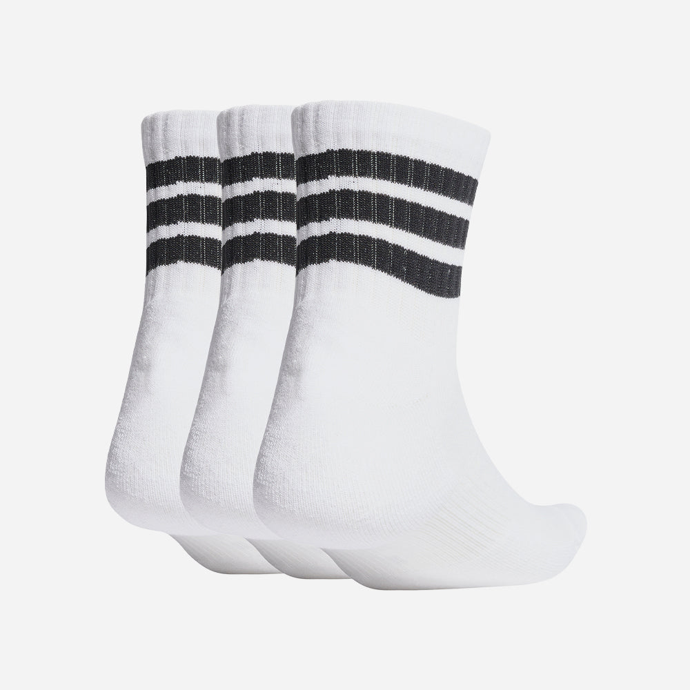 Vớ Thể Thao Adidas 3 Stripes Cushioned Sportswear Mid Cut 3 Pair Pack - Trắng - Supersports Vietnam