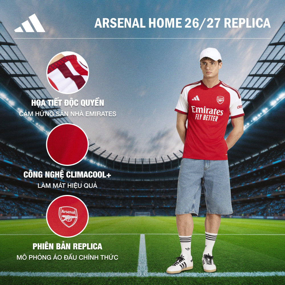 Áo Đá Bóng Nam Adidas Sân Nhà Arsenal Fc 26/27 Replica - Đỏ - Supersports Vietnam