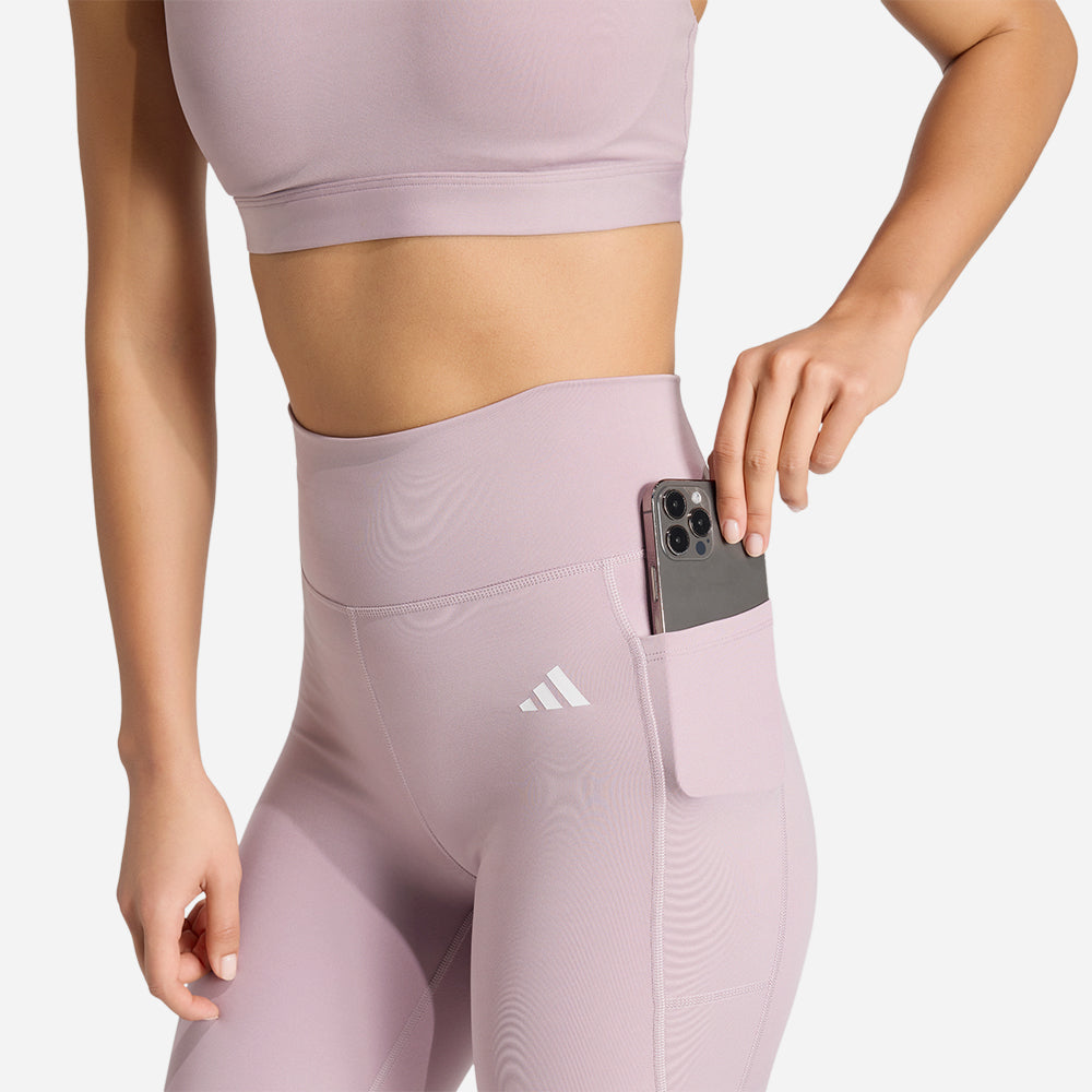 Quần Bó Thể Thao Nữ Adidas Optimé Essentials Stash Pocket - Hồng - Supersports Vietnam