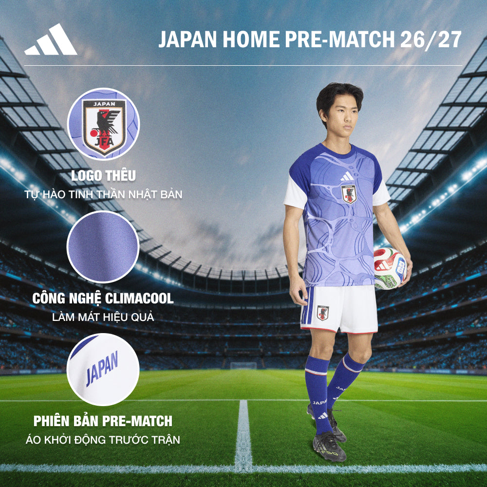 Áo Đá Bóng Nam Adidas Sân Nhà Japan 26 Pre Match Replica - Xanh Dương - Supersports Vietnam