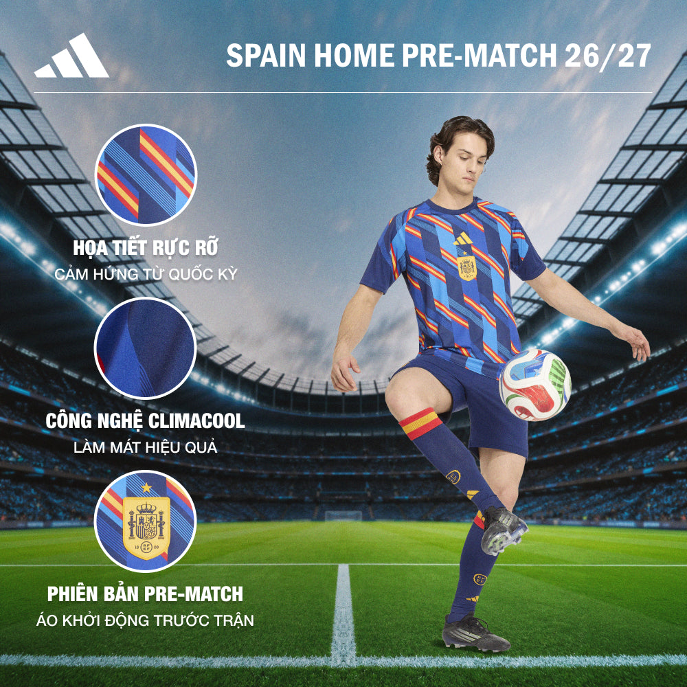 Áo Đá Bóng Nam Adidas Sân Nhà Spain Pre Match Replica - Xanh Navy - Supersports Vietnam