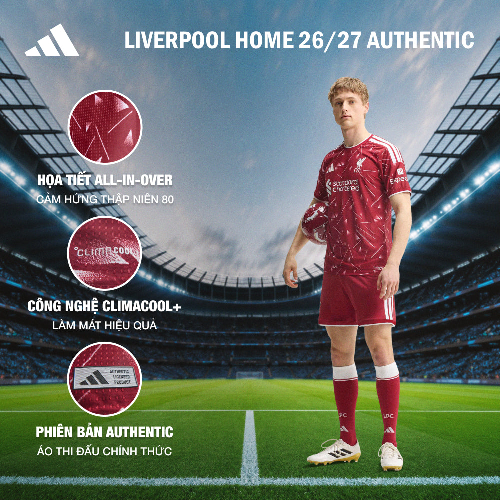 Áo Đá Bóng Nam Adidas Sân Nhà Liverpool Fc Authentic 26/27 - Đỏ - Supersports Vietnam