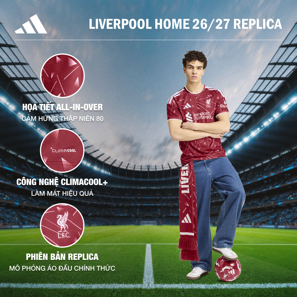 Áo Đá Bóng Nam Adidas Sân Nhà Liverpool Fc 26/27 Replica - Đỏ - Supersports Vietnam