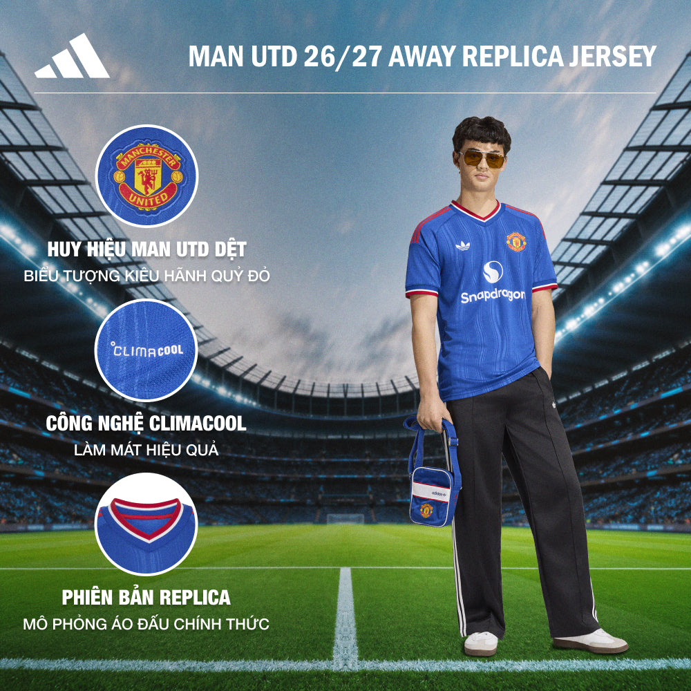 Áo Đá Bóng Nam Adidas Sân Khách Manchester United 26/27 Replica - Xanh Dương - Supersports Vietnam