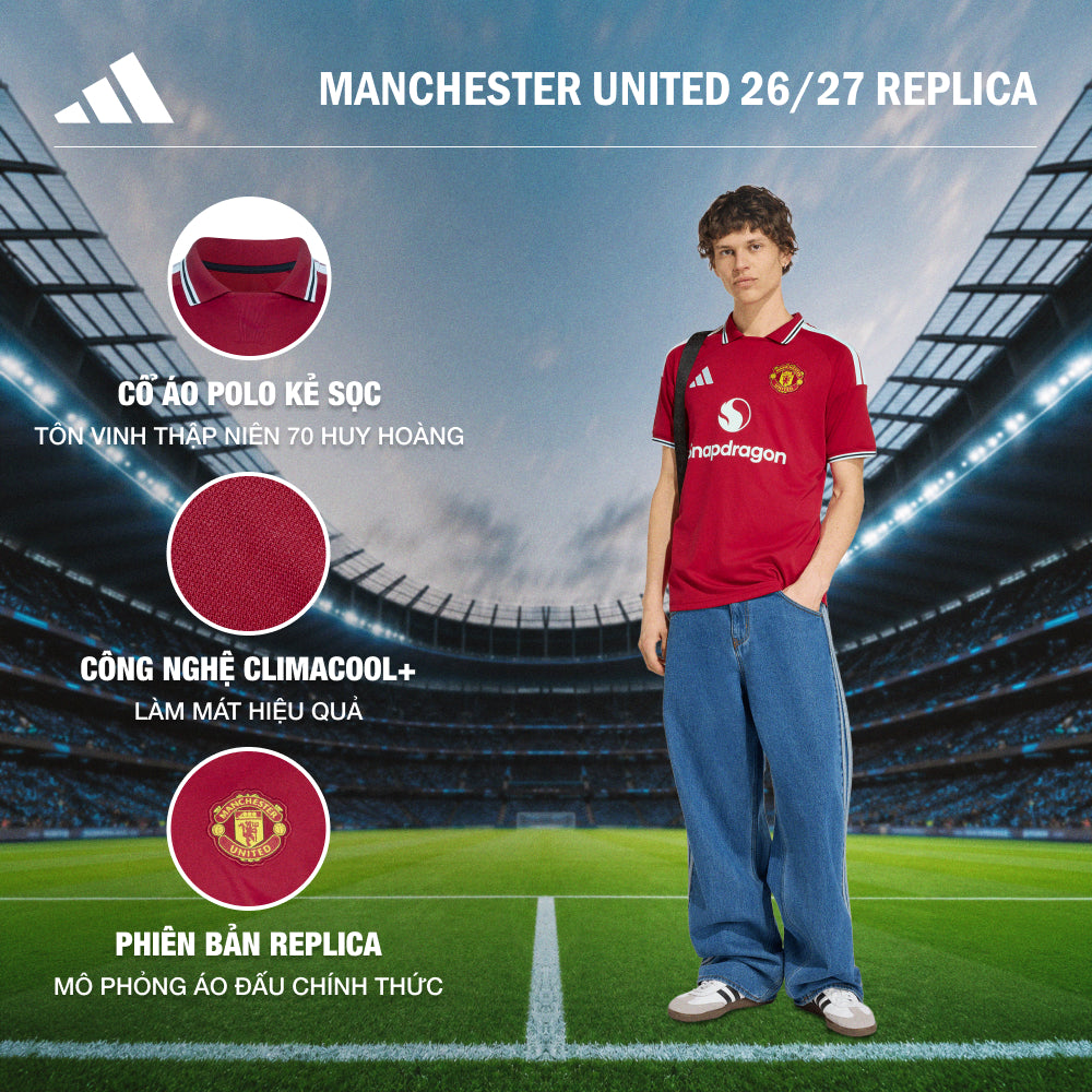 Áo Đá Bóng Nam Adidas Sân Nhà Manchester United Fc 26/27 Replica - Đỏ - Supersports Vietnam