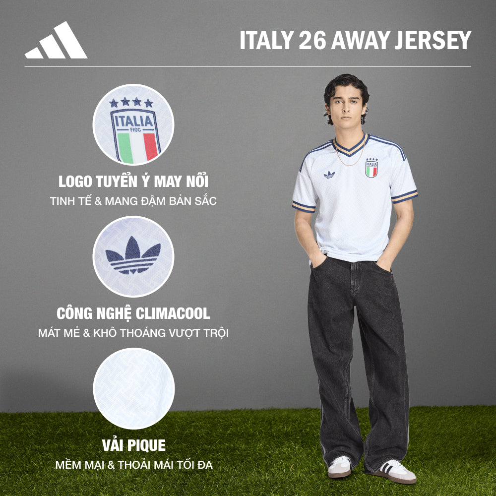 Áo Đá Bóng Sân Khách Nam Adidas Italy 26 Replica - Xanh Dương - Supersports Vietnam