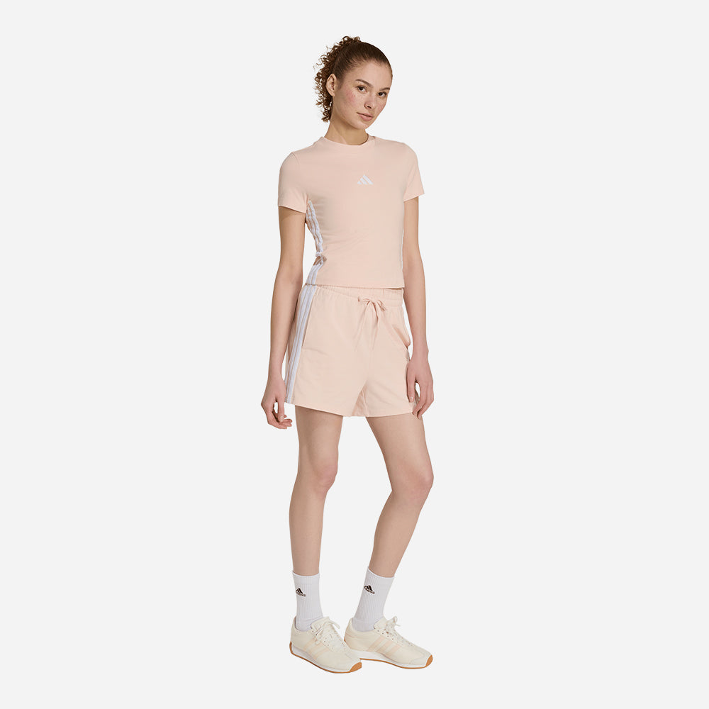 Áo Thun Nữ Adidas Essentials 3-Stripes Slim Baby - Hồng - Supersports Vietnam