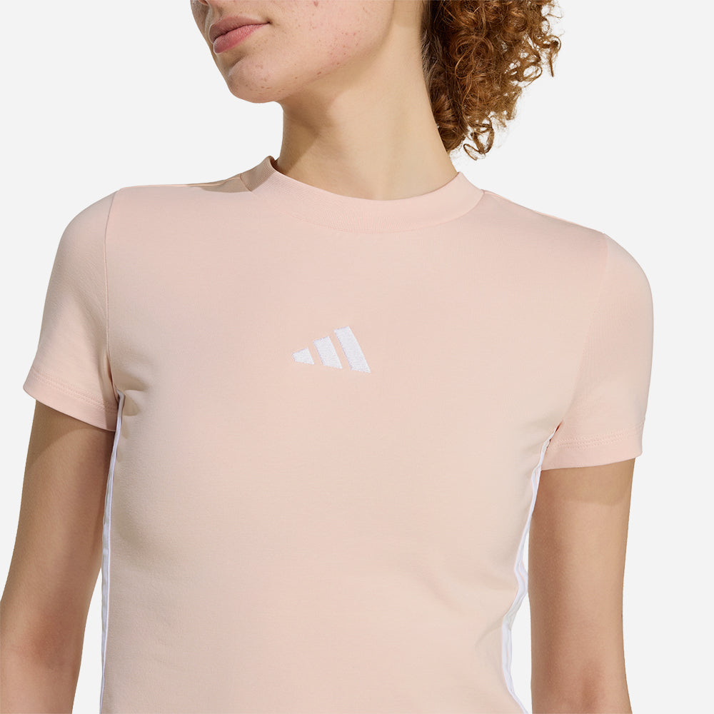 Áo Thun Nữ Adidas Essentials 3-Stripes Slim Baby - Hồng - Supersports Vietnam