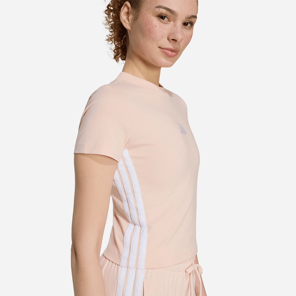Áo Thun Nữ Adidas Essentials 3-Stripes Slim Baby - Hồng - Supersports Vietnam