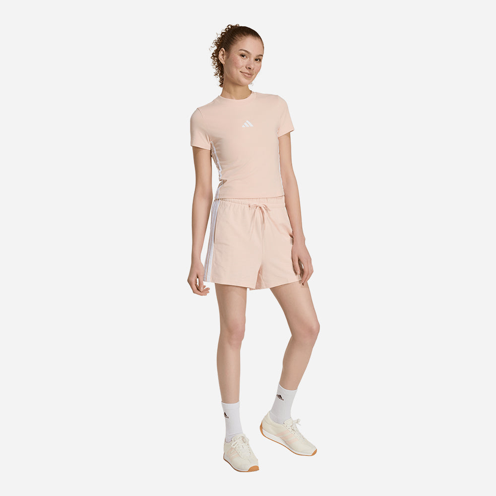 Quần Ngắn Thời Trang Nữ Adidas Essentials 3-Stripes Cotton - Cam San Hô - Supersports Vietnam