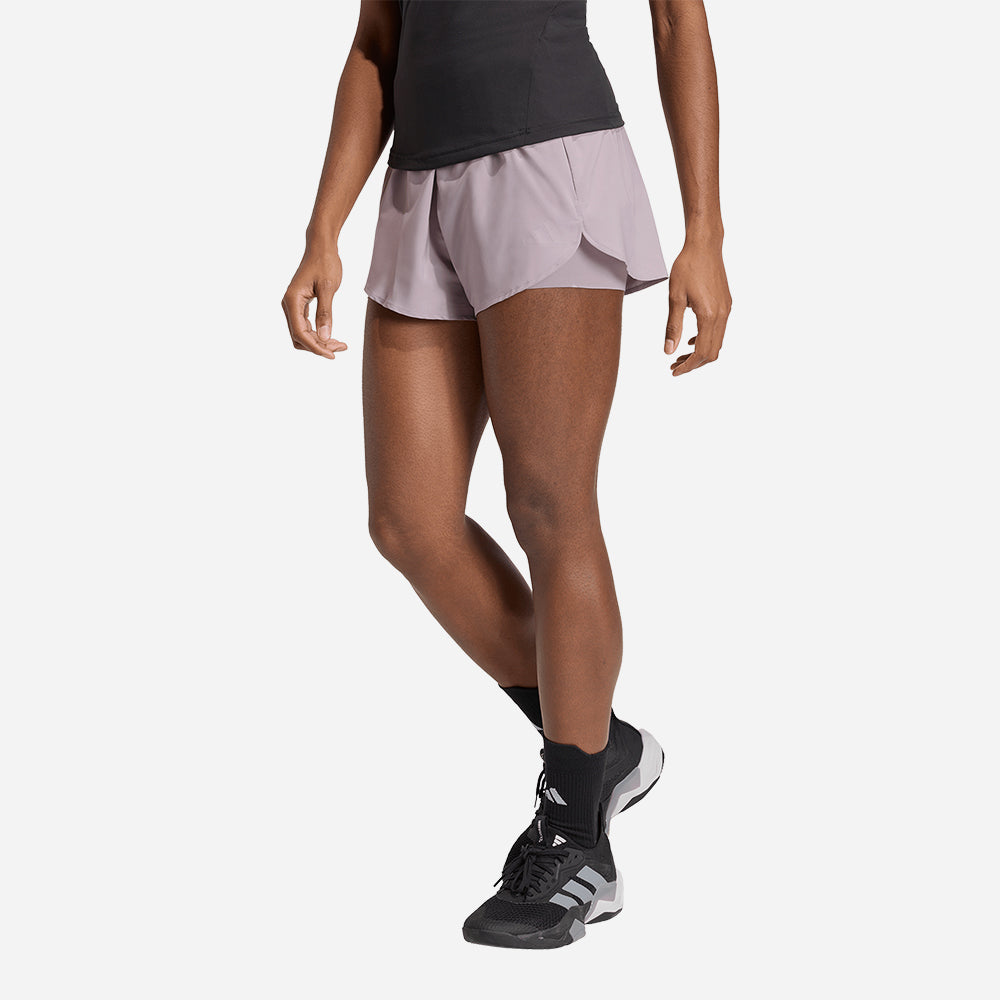 Quần Ngắn Thể Thao Nữ Adidas D4T Workout Go To 2In1 - Hồng - Supersports Vietnam