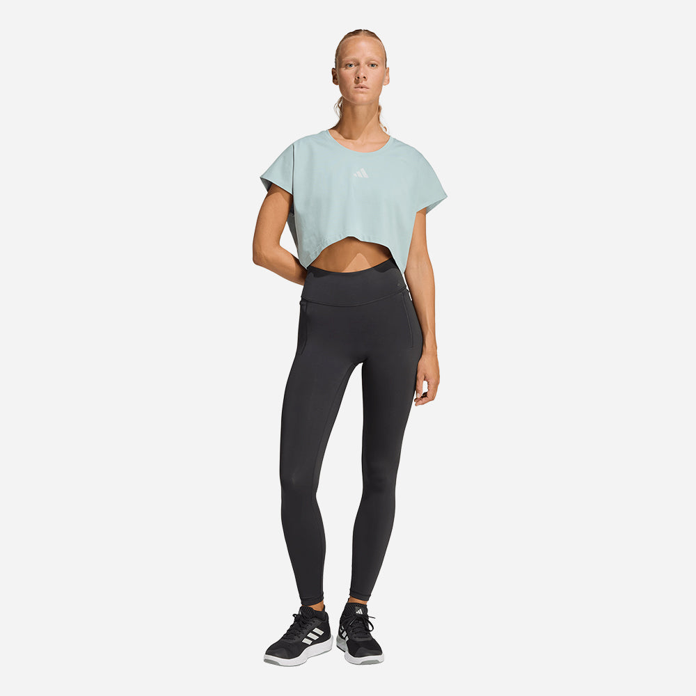 Áo Crop-Top Nữ Adidas Power Workout Boxy 3-Stripes - Xanh Mint - Supersports Vietnam
