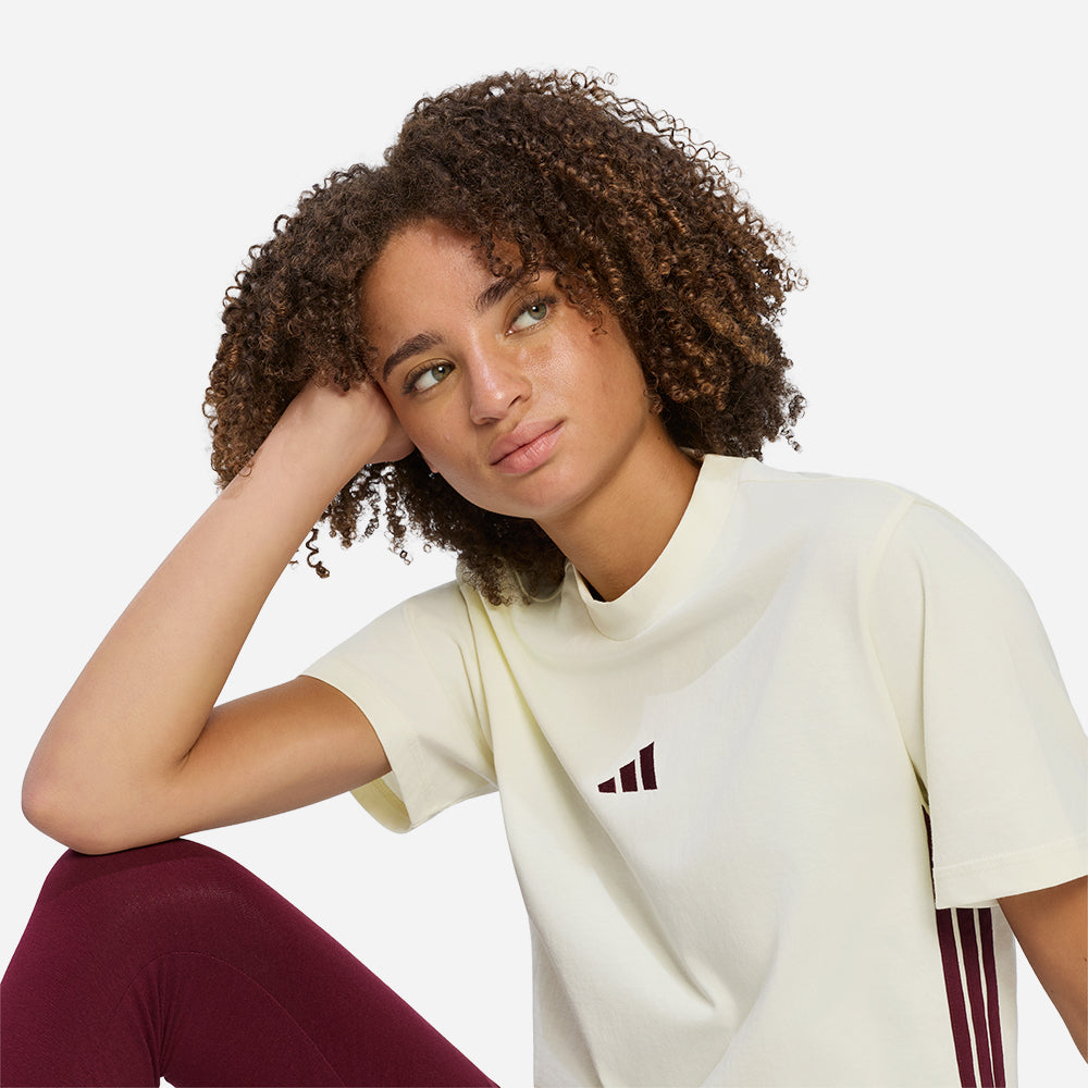 Áo Thun Nữ Adidas Essentials 3-Stripes Cotton - Be - Supersports Vietnam