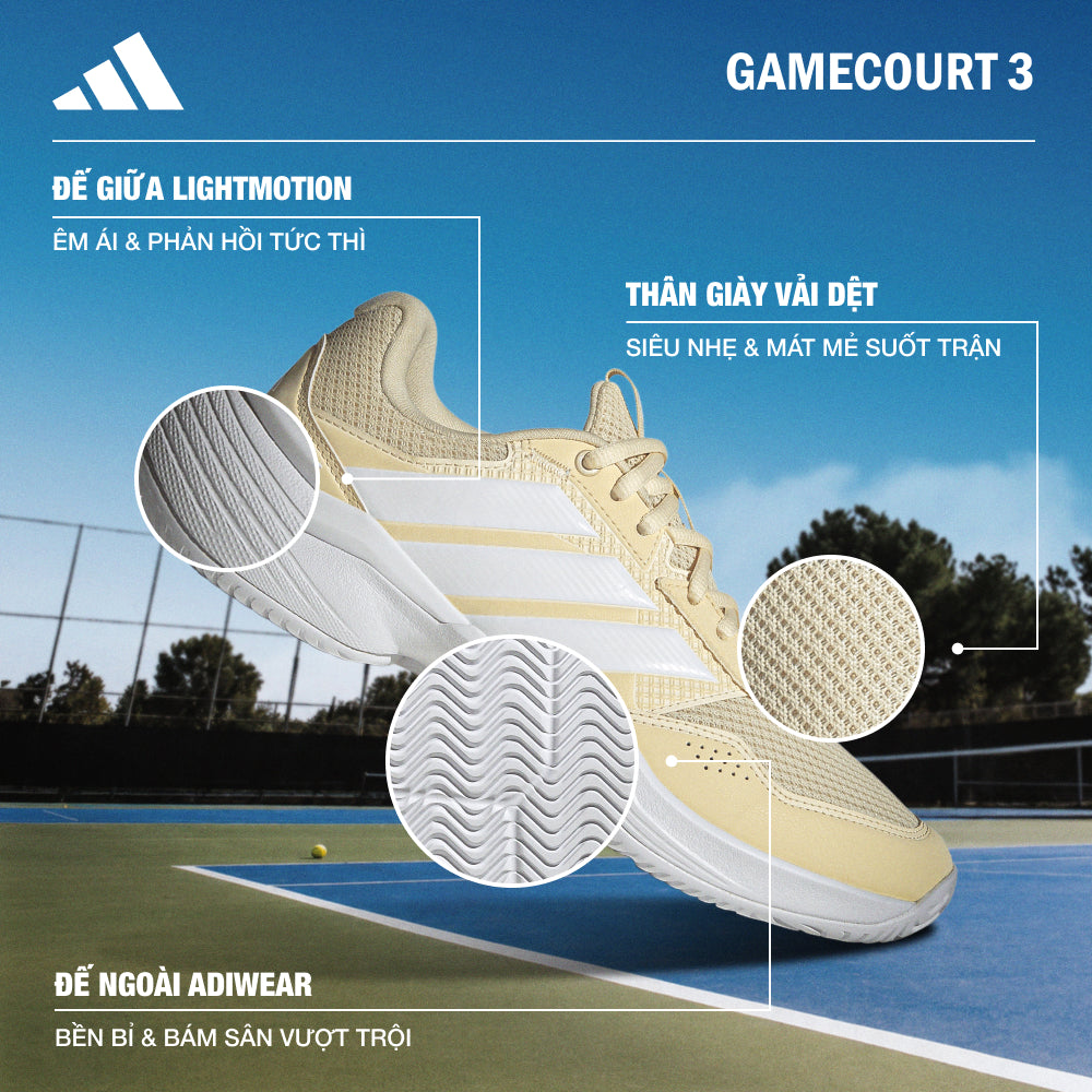 Giày Tennis Nữ Adidas Gamecourt 3 - Vàng - Supersports Vietnam