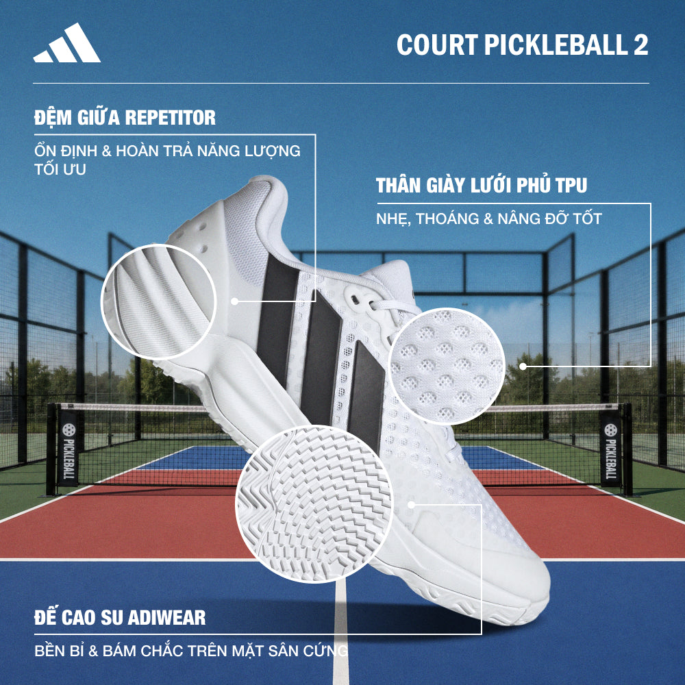 Giày Pickleball Nam Adidas Court Pickleball 2 - Trắng - Supersports Vietnam