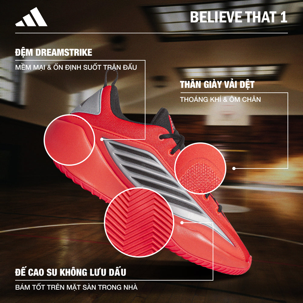 Giày Bóng Rổ Nam Adidas Believe That 1 - Đỏ - Supersports Vietnam
