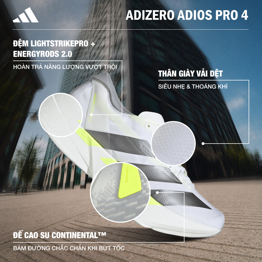 Giày Chạy Bộ Nam Adidas Adizero Adios Pro 4 - Trắng - Supersports Vietnam