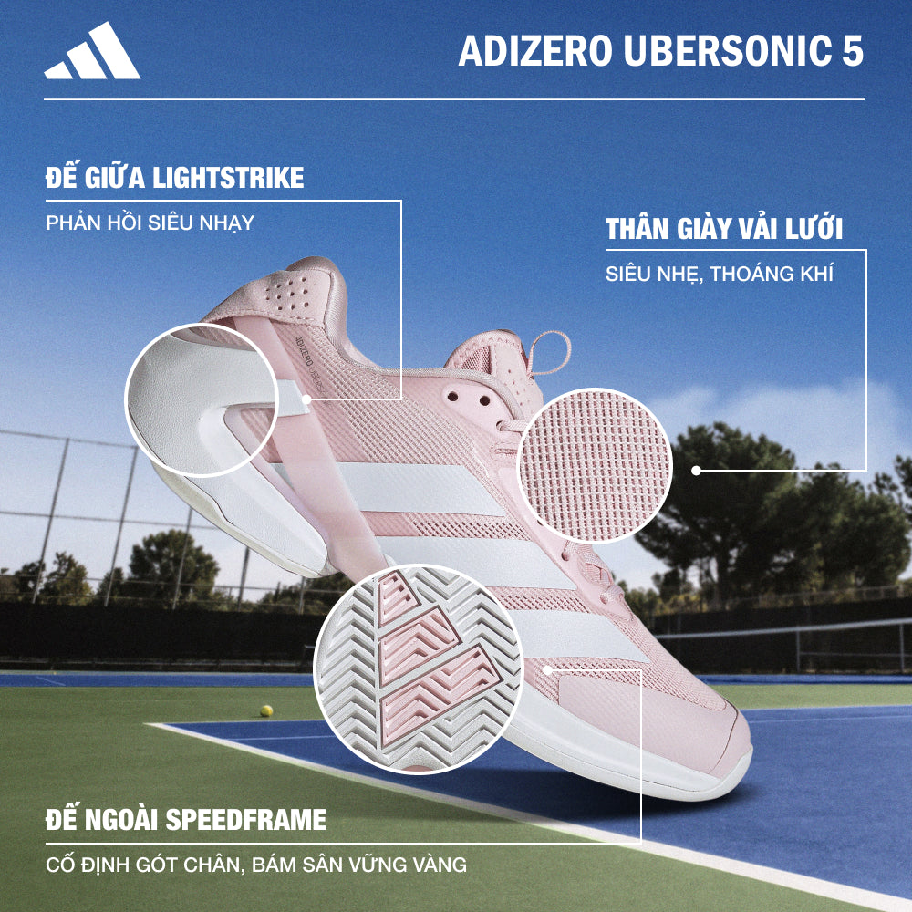 Giày Tennis Nữ Adidas Adizero Ubersonic 5 - Hồng - Supersports Vietnam