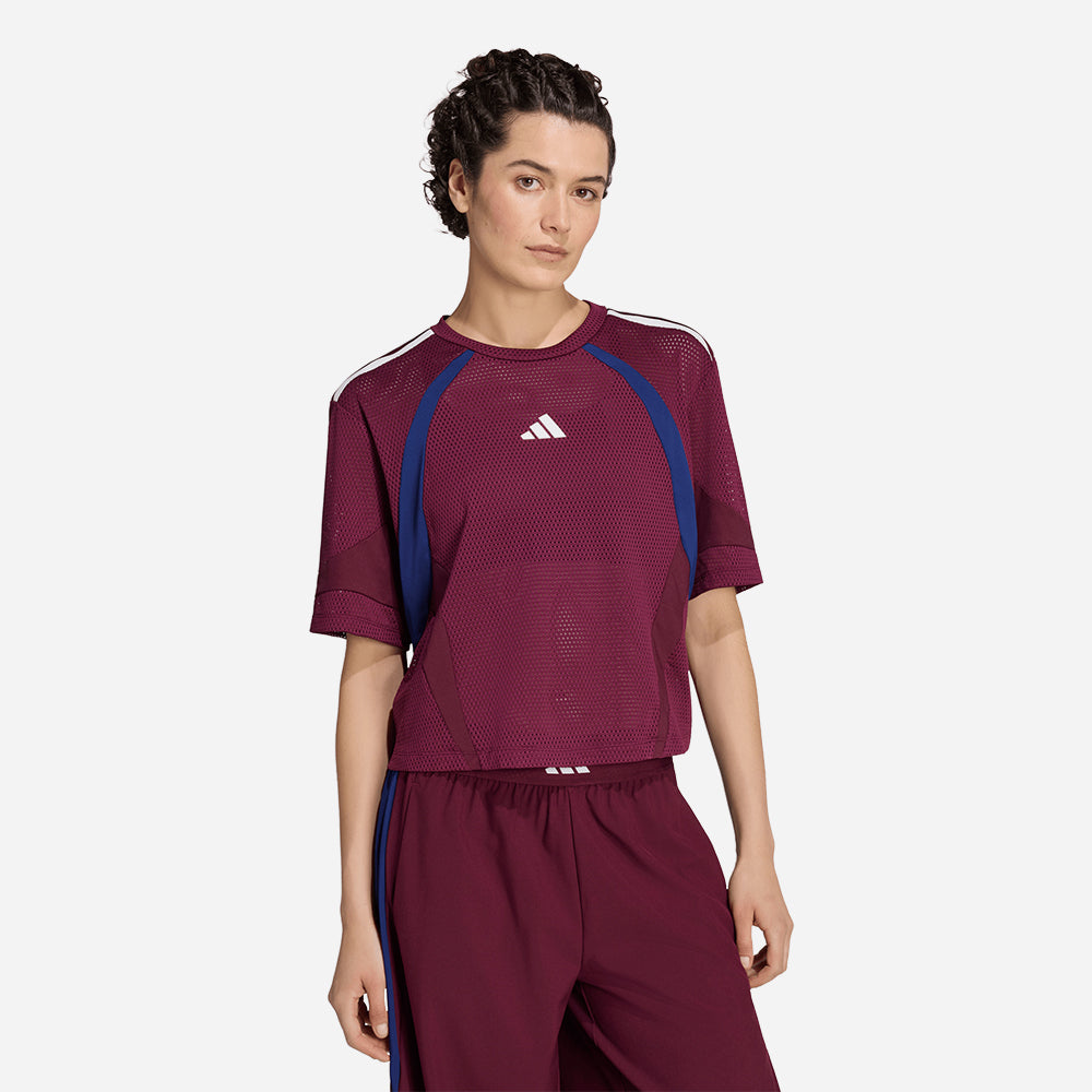 Áo Thun Nữ Adidas Hyperglam Dna 3-Stripes Color Block Mesh - Đỏ - Supersports Vietnam