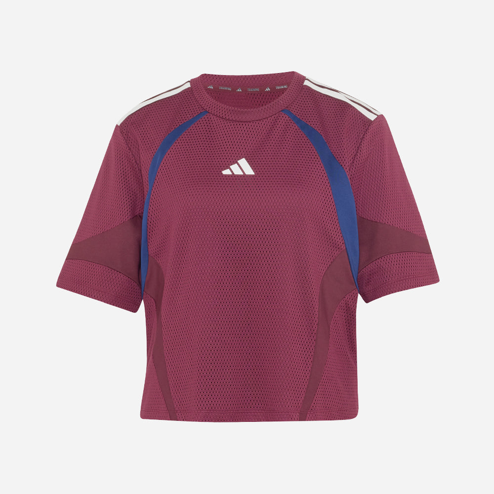 Áo Thun Nữ Adidas Hyperglam Dna 3-Stripes Color Block Mesh - Đỏ - Supersports Vietnam