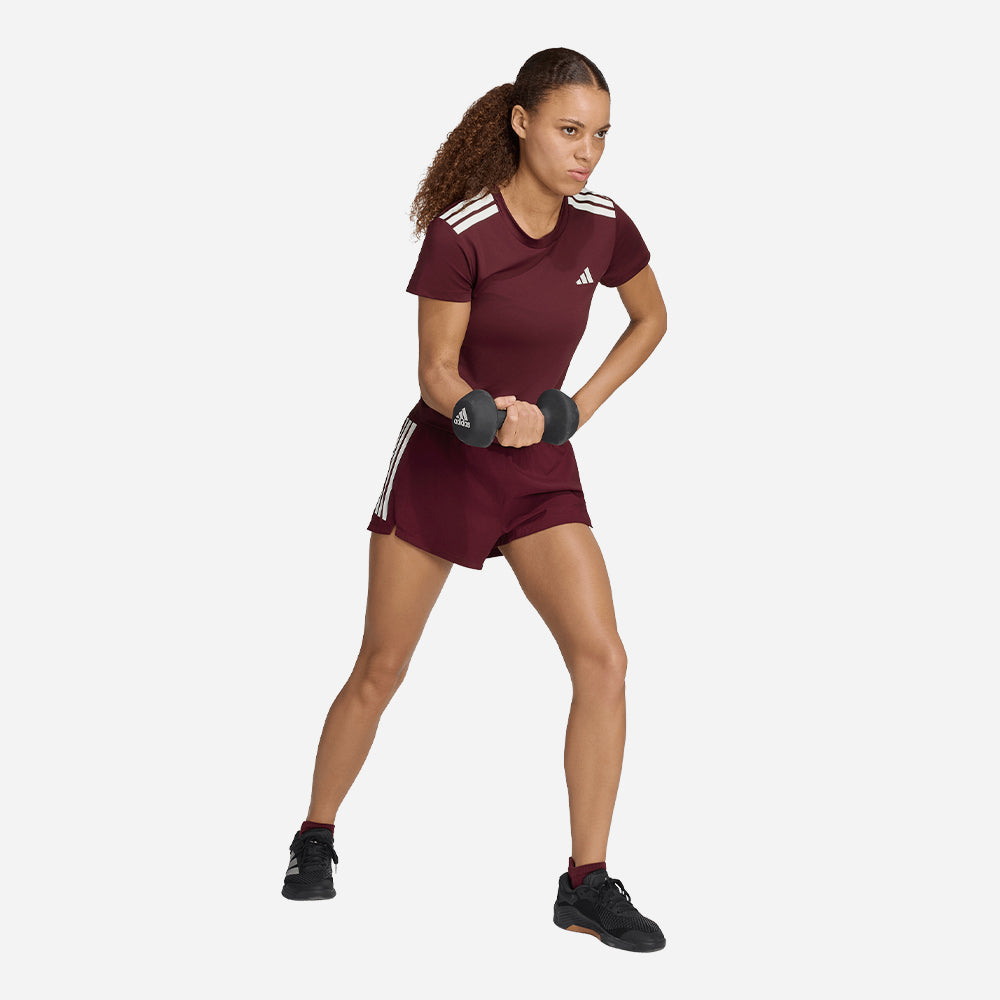 Quần Ngắn Thể Thao Nữ Adidas Hyperglam 3-Stripes Woven - Đỏ - Supersports Vietnam