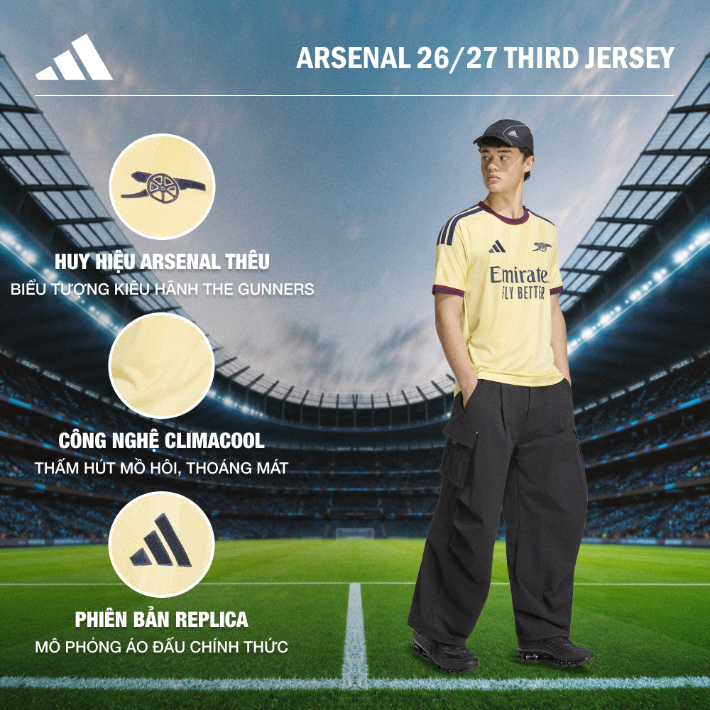Áo Đá Bóng Nam Adidas Sân Thứ Ba Arsenal 26/27 Replica - Vàng - Supersports Vietnam