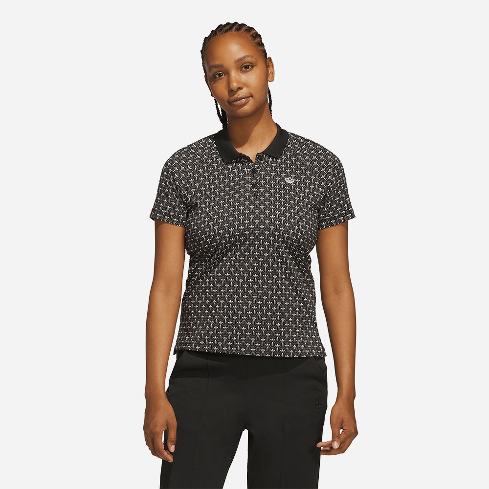 Áo Polo Nữ Adidas Originals All Over Trefoil - Đen - Supersports Vietnam