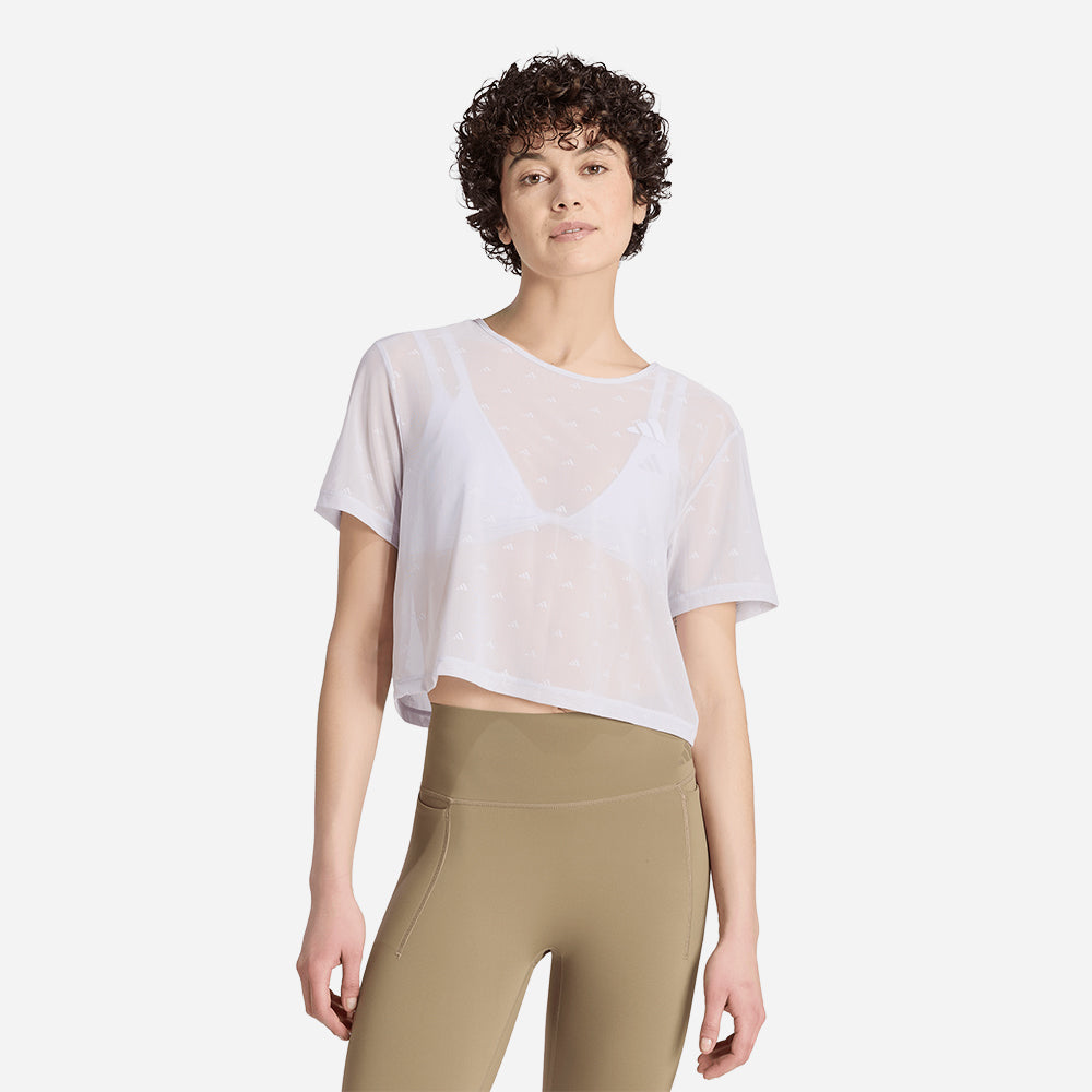 Áo Thun Nữ Adidas Primelift Essentials Workout Boxy Mesh - Trắng - Supersports Vietnam