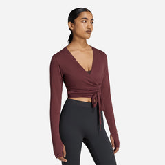 Áo Thun Nữ Adidas 3-Stripes Studio Soft Ballet Wrap - Đỏ - Supersports Vietnam