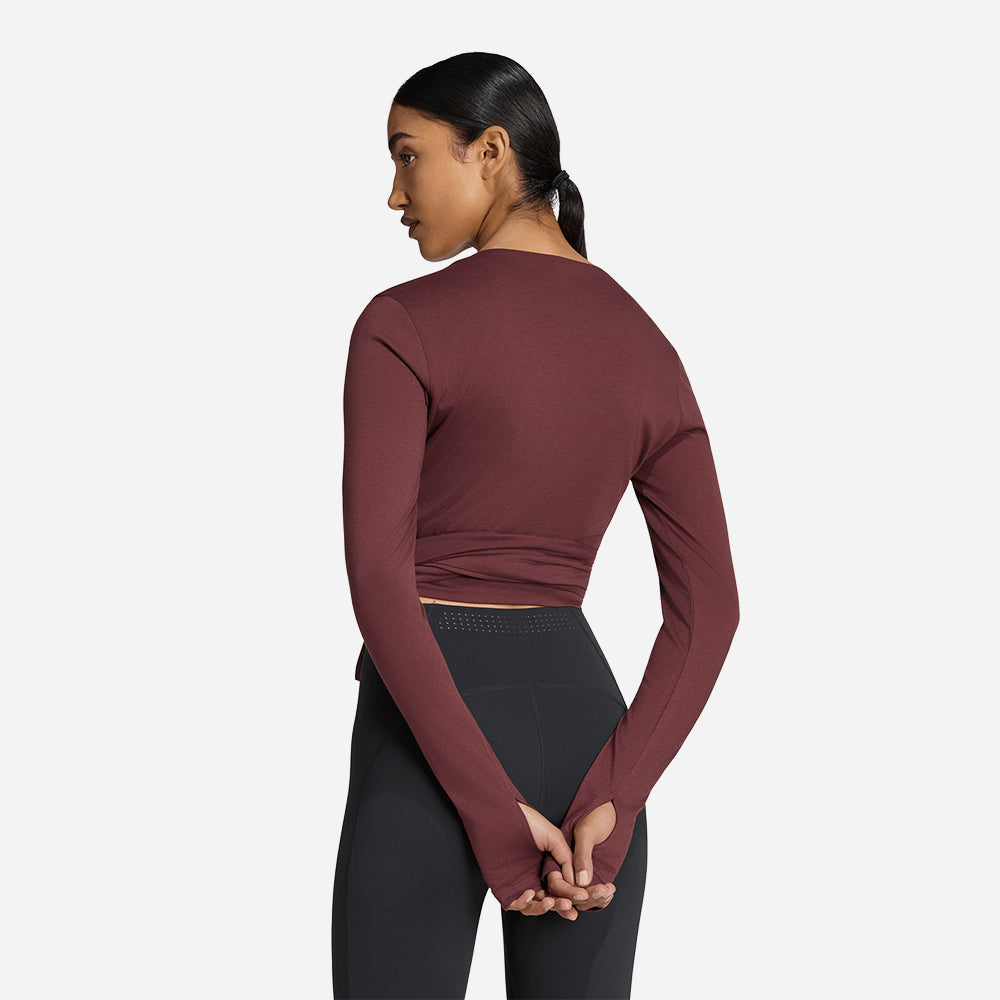 Áo Thun Nữ Adidas 3-Stripes Studio Soft Ballet Wrap - Đỏ - Supersports Vietnam