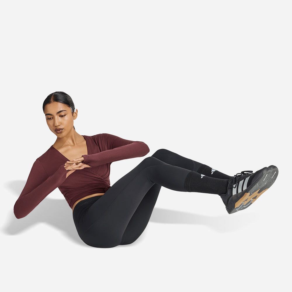 Áo Thun Nữ Adidas 3-Stripes Studio Soft Ballet Wrap - Đỏ - Supersports Vietnam