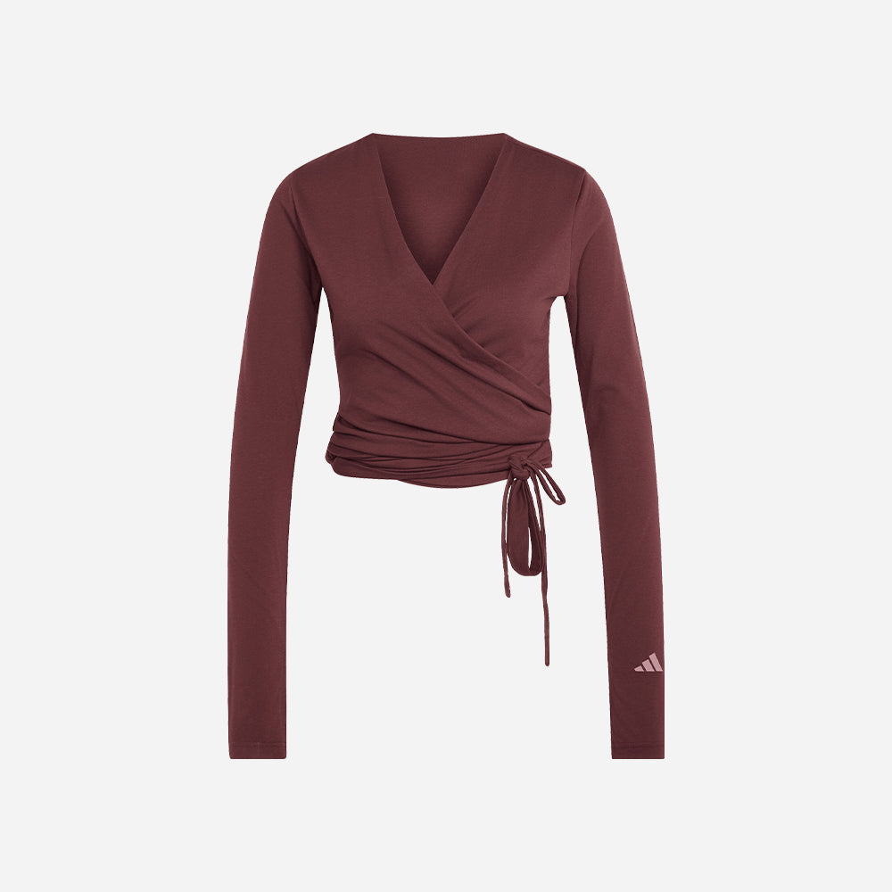 Áo Thun Nữ Adidas 3-Stripes Studio Soft Ballet Wrap - Đỏ - Supersports Vietnam