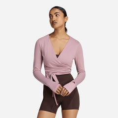 Áo Thun Nữ Adidas 3-Stripes Studio Soft Ballet Wrap - Hồng - Supersports Vietnam