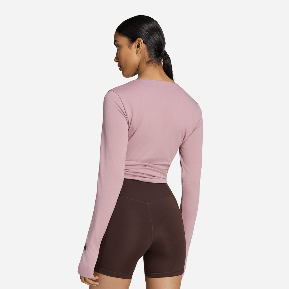 Áo Thun Nữ Adidas 3-Stripes Studio Soft Ballet Wrap - Hồng - Supersports Vietnam