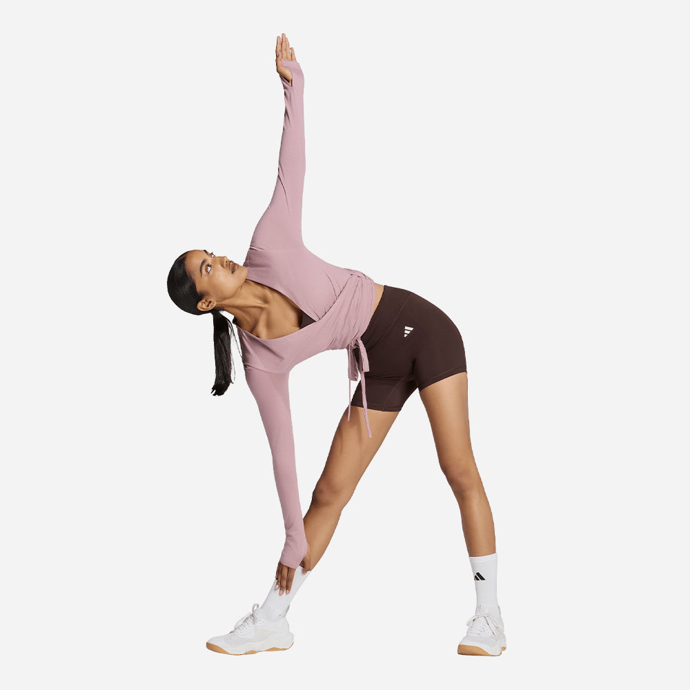 Áo Thun Nữ Adidas 3-Stripes Studio Soft Ballet Wrap - Hồng - Supersports Vietnam