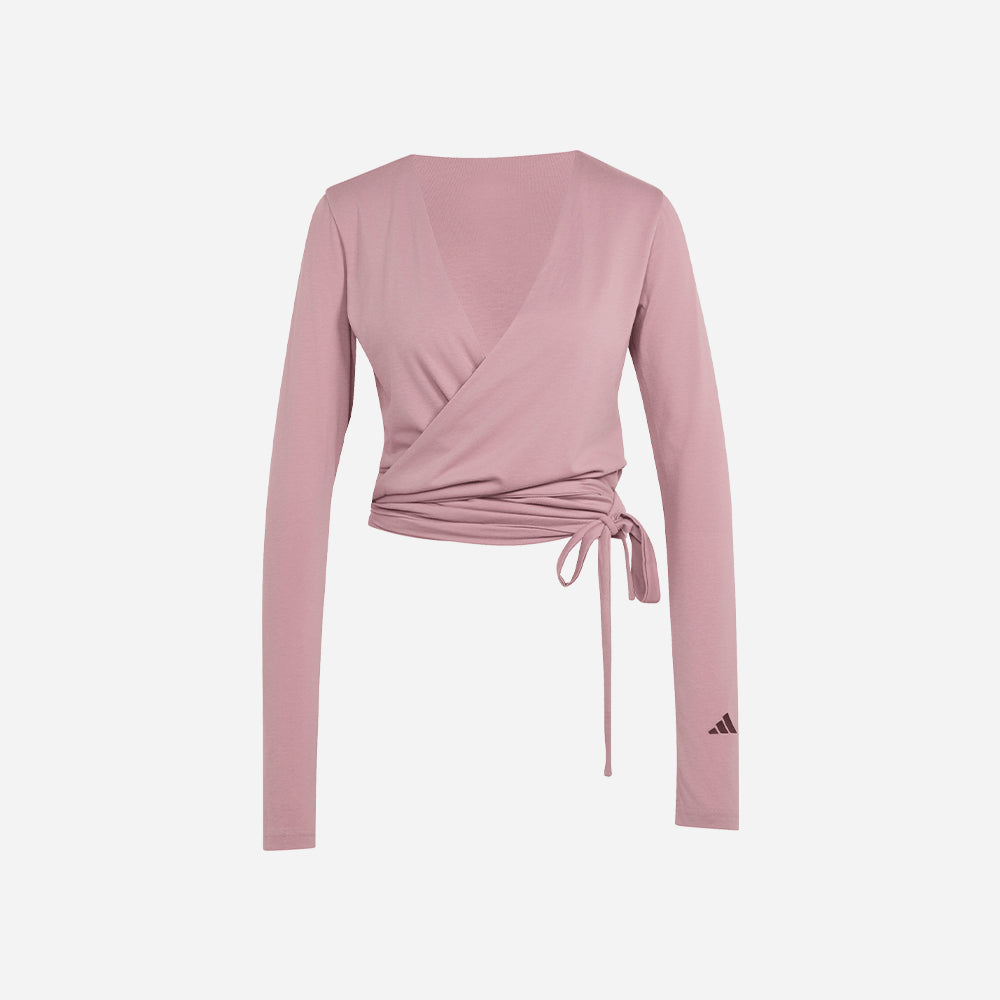 Áo Thun Nữ Adidas 3-Stripes Studio Soft Ballet Wrap - Hồng - Supersports Vietnam