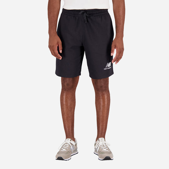 Men's New Balance Essentials Stacked Logo French Terry Shorts - Black